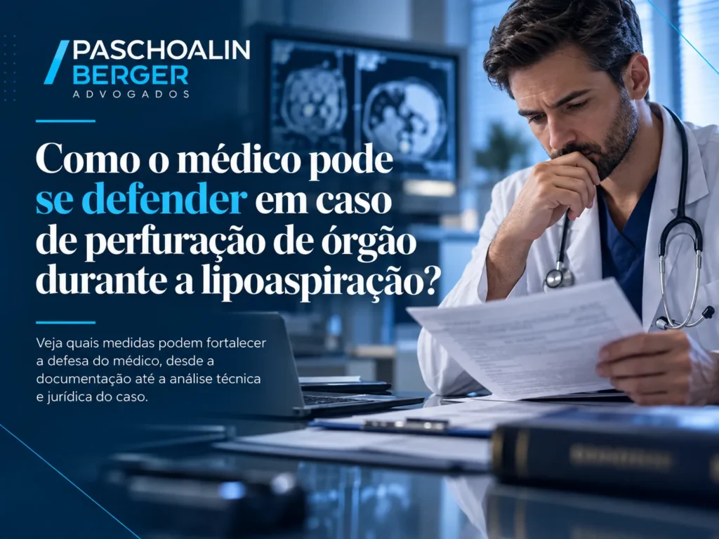 Como o médico pode se defender em caso de perfuração de órgão durante a lipoaspiração?